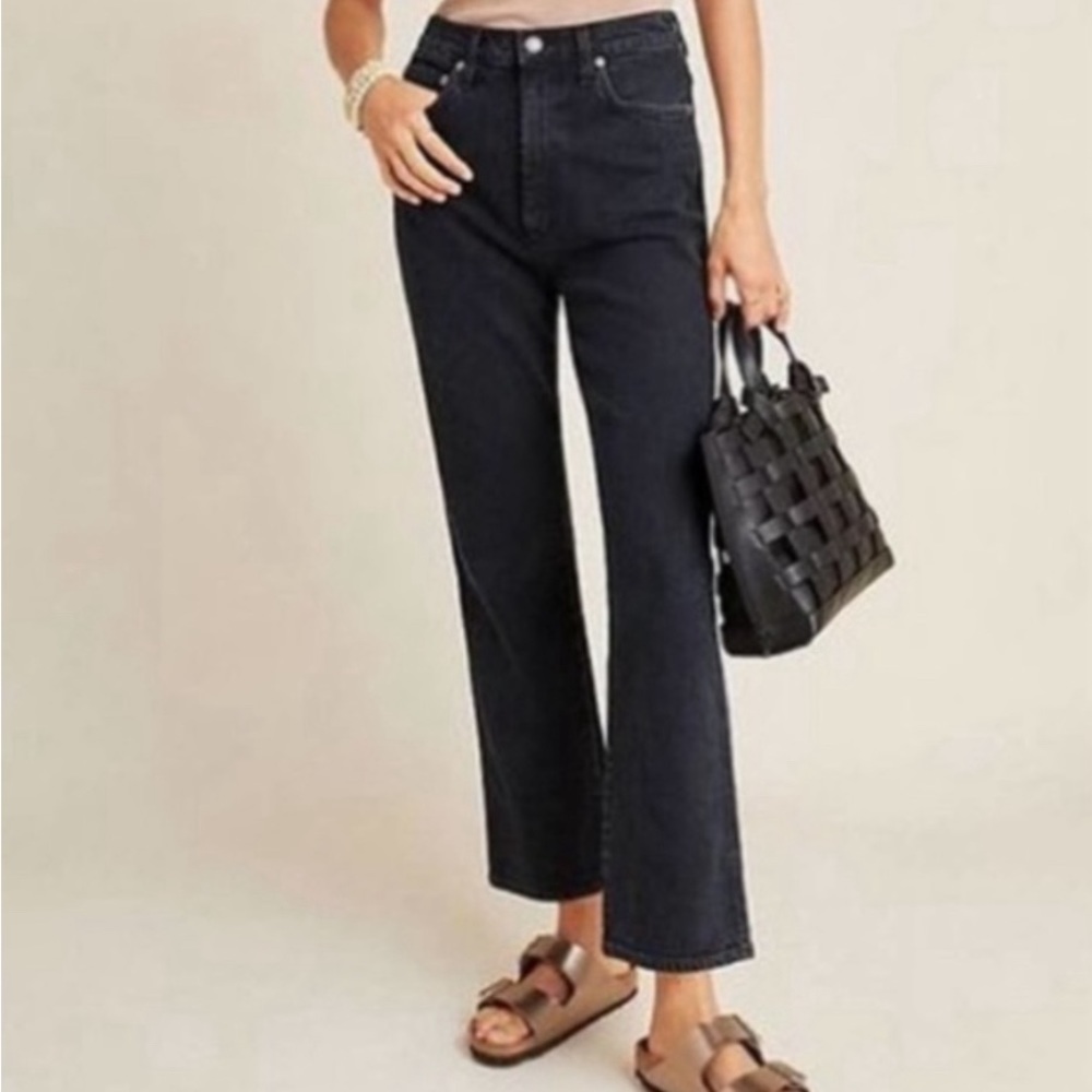 AGOLDE Pinch Waist High Rise Kick Flare Jeans in Pepper